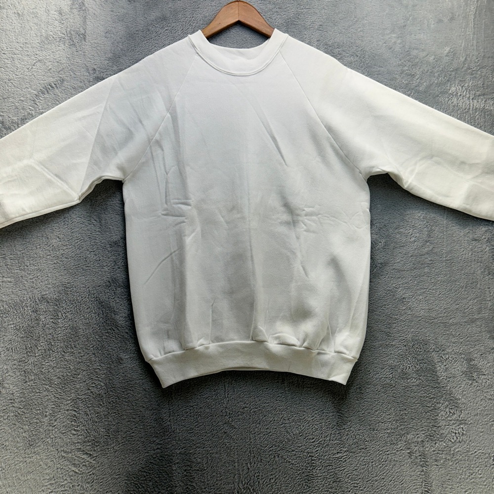Vintage Fruit of the Loom Sweatshirt White Blank Crewneck USA Made Mens Large - Picture 6 of 9